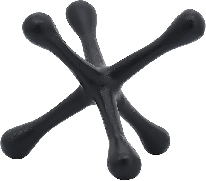 Metal Decorative Sculpture – Accessories for Room and Shelf Styling, Table, Desk, or Bookshelf Placement, Modern Sculpture Home Decor Accent for Layered Vignettes – 5", Black Matte Finish