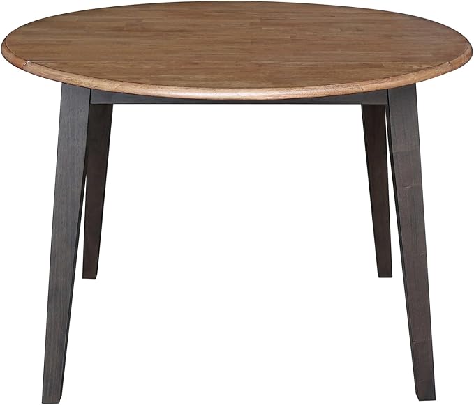 IC INTERNATIONAL CONCEPTS 42" Round Solid Wood Dual Drop Leaf Table in Hickory and Washed Coal