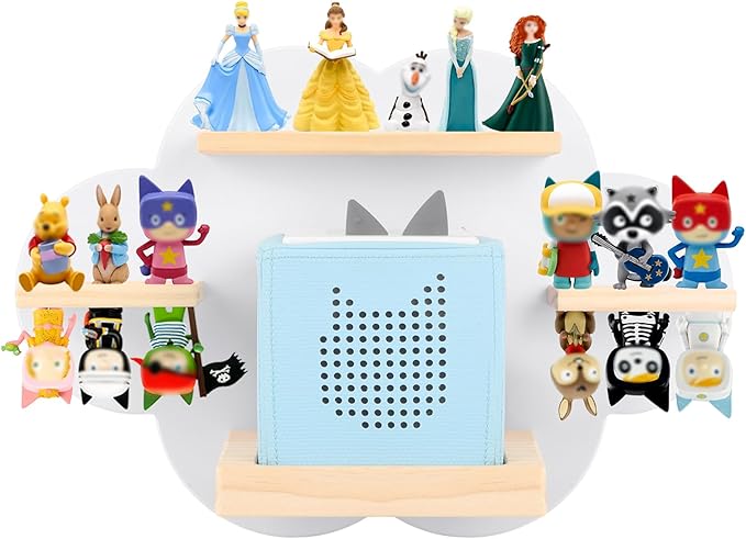 Clouds for Toniebox 1/2 Tonies Figures Organizer Storage Shelf Wall Mounted, Magnetic Floating Shelves for Toniebox Player Display Collection 20~30 Characters (White)