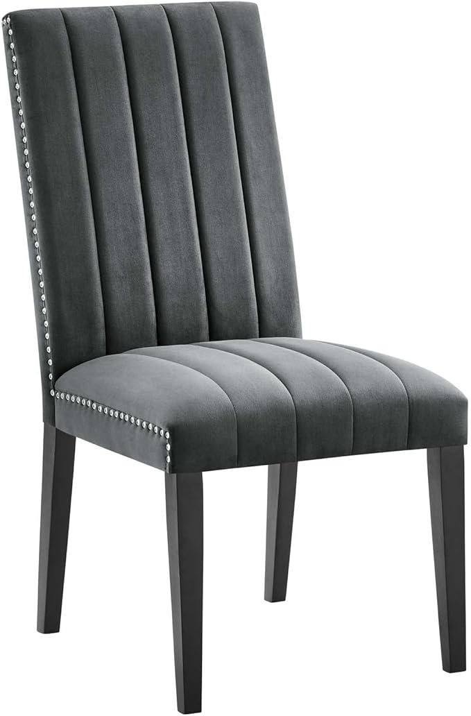 Modway EEI-5081-GRY Catalyst Performance Velvet Dining Side Chairs - Set of 2, Gray