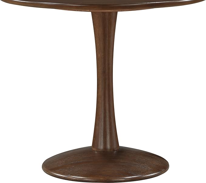 Meridian Furniture 914Brown-T Holly Collection Mid-Century Modern Dining Table with Rich Brown Finish, Solid Wood, Oak Veneer, 36" W x 36" D x 30" H, Brown