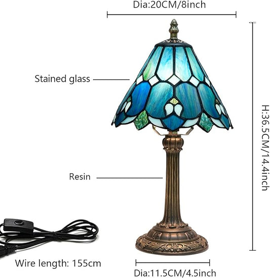 Tiffany Lamp Bedside Table Lamp-Nightstand,Stained Glass Lamp for Bedroom Dorm Living Kitchen, Aesthetic Cute Home Decor Gift (OFU1158)