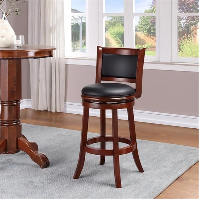 Boraam Augusta Bar Height Swivel Kitchen Bar Stool - Black/Cherry