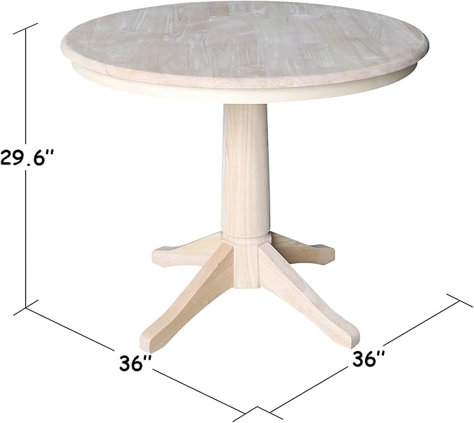 IC INTERNATIONAL CONCEPTS 36" Round Top Pedestal Dining Table with 2 Madrid Chairs - Multi-Color