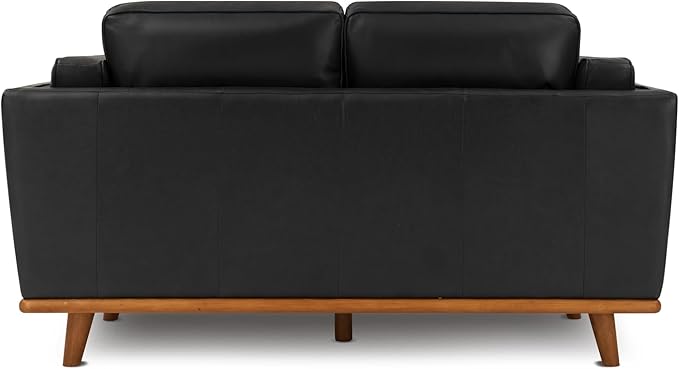 Valencia Artisan Full Leather Loveseat Sofa 66”| Pure Full Italian Nappa Leather Couch, Solid Wood Accent, Ultimate Comfort, Black