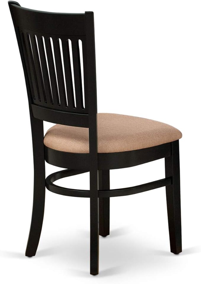 East West Furniture ANVA5-BLK-C 5 Piece Dining Room Furniture Set Includes a Round Dining Table with Pedestal and 4 Linen Fabric Upholstered Chairs, 36x36 Inch, Black
