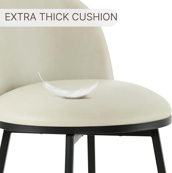 Swivel Bar Stools Set of 3, 26" H Upholstered Faux Leather Barstools with Backs,Counter Height Stools with Metal Legs for Kitchen Island,Cream,1 Box