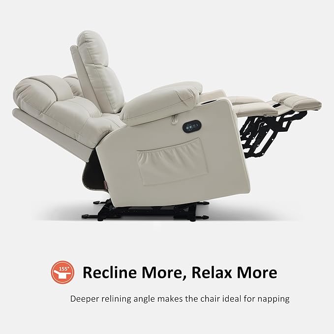 MCombo Zero Gravity Power Loveseat Recliner with Console, Heat and Vibration Massage, Reclining Loveseat Sofa with USB Ports, Cup Holders for Living Room, Faux Leather PR622Sets (Light Grey)