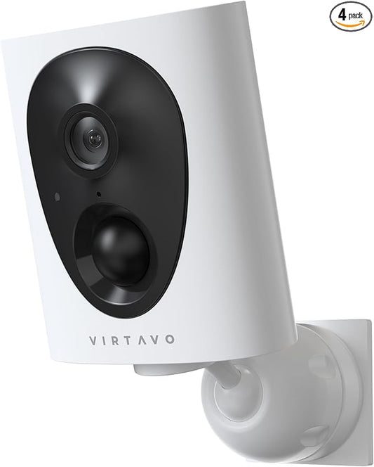 virtavo VistaFlask 2K Security Cameras Wireless Outdoor, Battery Powered, AI Motion Detection, for Home Security, Starlight Lens for Colorful Night Vision, 2-Way Audio, Cloud/SD Storage 4pack