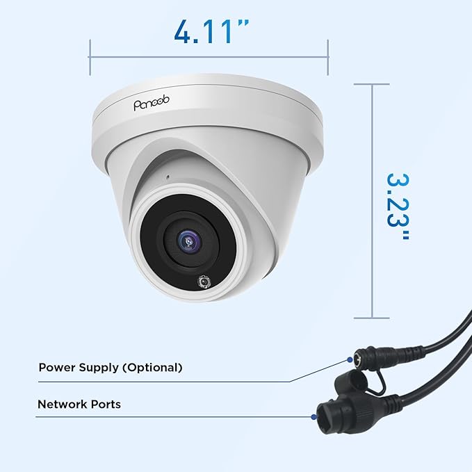 POE Outdoor Security Camera 4K 8MP UltraHD Commercial Wired Dome IP Surveillance Camera with Human Vehicle Detection Built-in Microphone IP67 Weatherproof 100ft IR Night Vision Model PD93A-4K-1