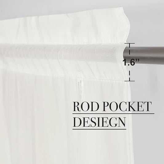 NICETOWN Extra Long Sheer Curtains 95" Length for Living Room, Rod Pocket Voile Texture Sheer Window Treatments for Patio/Glass Door, 60" Wide, 4 Panels, Beige