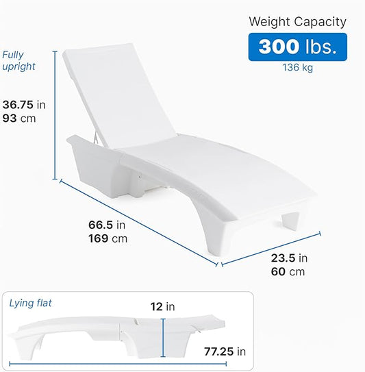 Step2 Vero Adjustable Back in-Pool Lounger with Storage, Pool Chair, Weighted, White