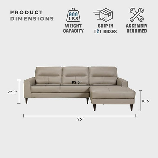Lexicon Leather Match Sectional Couches for Living Room, L Shape Couch, Leather Sectional Couch, Modern Sofa Living Room Sofa with Right Chaise for Living Room, Bedroom, Office, Apartment, Latte