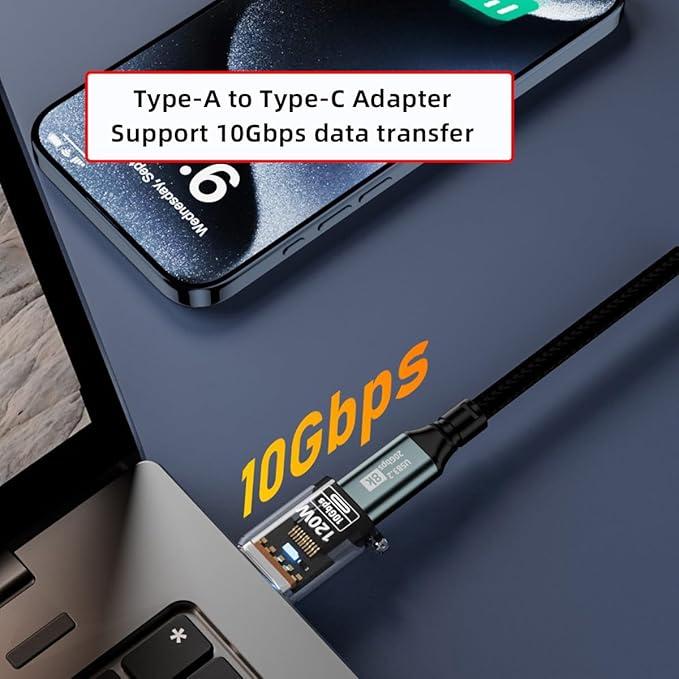 CY 3pcs/lot Type-C Smart LED USB-C to USB3.2 Type-A Adapter OTG 10Gbps 40Gbps 120W 240W Data Fast Charging Tester Detector