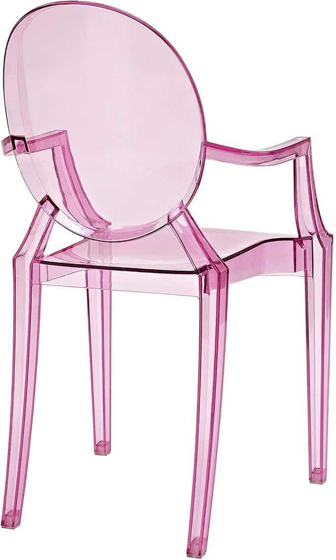 Modway Casper Modern Acrylic Stacking, Two Dining Armchairs, Pink
