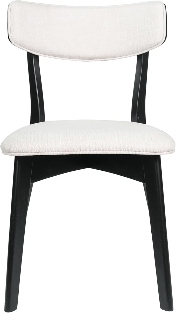 Chazz Upholstered Dining Chairs- Light Beige/Matte Black (Set of 2)