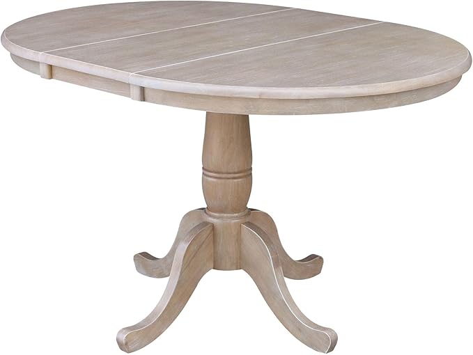 IC INTERNATIONAL CONCEPTS 36" Round Extension Dining Table with Four Chairs Washed Gray Taupe