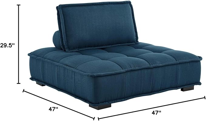 Modway Saunter Tufted Fabric Armless Chair, Azure
