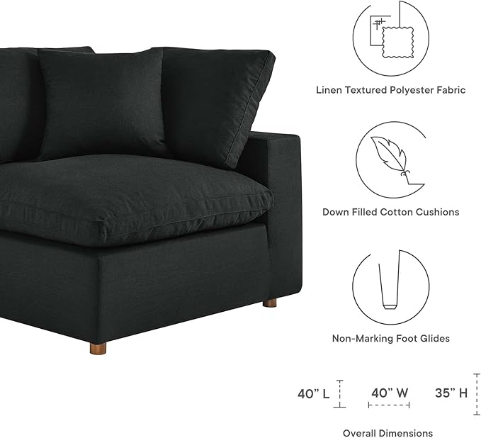 Modway Commix Down-Filled Overstuffed Upholstered 5-Piece Sectional Sofa Set