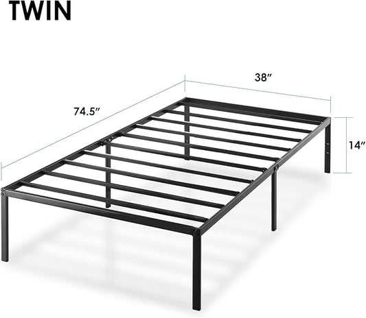 Best Price Mattress 14-Inch Metal Platform Beds w/ Heavy Duty Steel Slat Mattress Foundation (No Box Spring Needed), Black