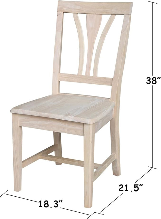 International Concepts Solid Wood Fanback Dining Chairs in Unfinshed (Set of 2)