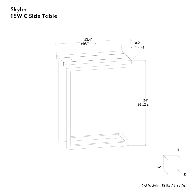 SIMPLIHOME Skyler C-Side Table - 18" Wide x 24" High Solid Mango Wood and Metal Slide-Under Table in Beach Brown, Industrial Accent Table or End Table for Living Room with Open Frame Design, Assembled