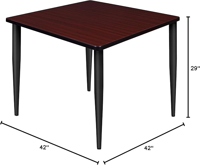Regency Kahlo 42 in. Square Breakroom Table- Mahogany Top, Black Tapered Legs