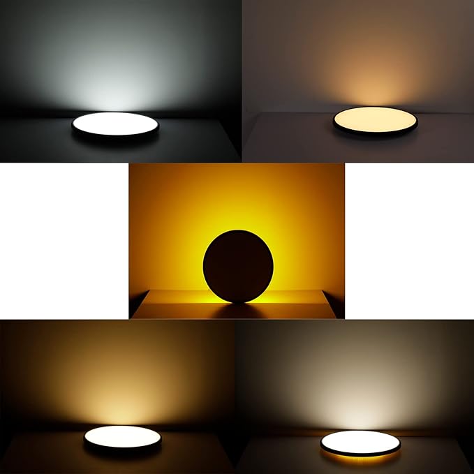 ocioc 18inch Ceiling Light with Remote Control, 40W LED Flush Mount Light Fixture with 2000K Backlight, 3000K-6500K Light Changing, Brightness Adjustable Close to Ceiling Lights Fixture Black