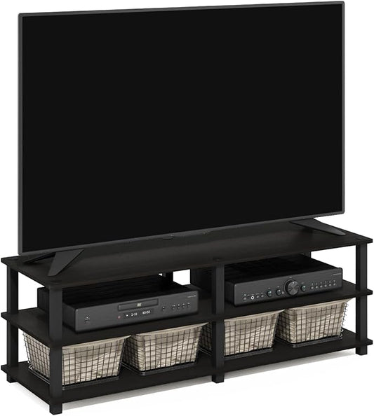 Furinno TURN-S-TUBE TV Stand, 3-Tier No Tools Entertainment Center, TV Console for TV up to 46 Inch, for Living Room, Bedroom, Espresso
