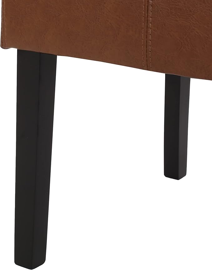 Christopher Knight Home Pertica Upholstered T-Stitch Dining Chairs - Faux Leather - Cognac Brown/Espresso (Set of 4)