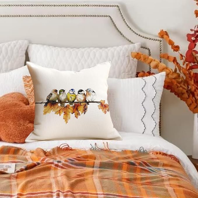 RABUSOFA Fall Outdoor Pillow Covers 18x18 Inch Waterproof Outdoor Thanksgiving Maple Leaf Decor Pillow Cases Polyester Fall Decoration for Home Couch