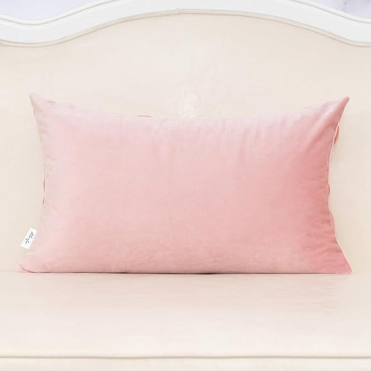 Alerfa 3D Leaves Handmade Throw Pillow Cover Decorative Floral Velvet Pillowcase Cushion Cover for Couch Bed Living Room Home Decor 12x20 Inche, Pink