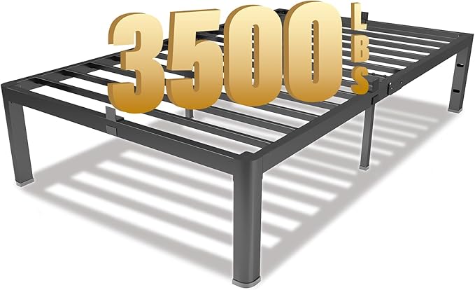 14 Inch Twin Metal Platform Bed Frame with Round Corner and Mattress Retainers, 3000lbs Heavy Duty Steel Slats Support, No Box Spring Needed, Easy Assembly, Noise Free