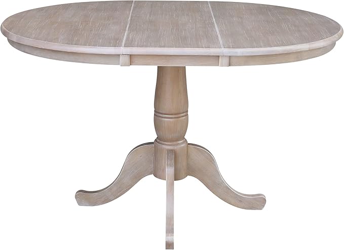 IC INTERNATIONAL CONCEPTS 36" Round Extension Dining Table with Two Chairs Washed Gray Taupe