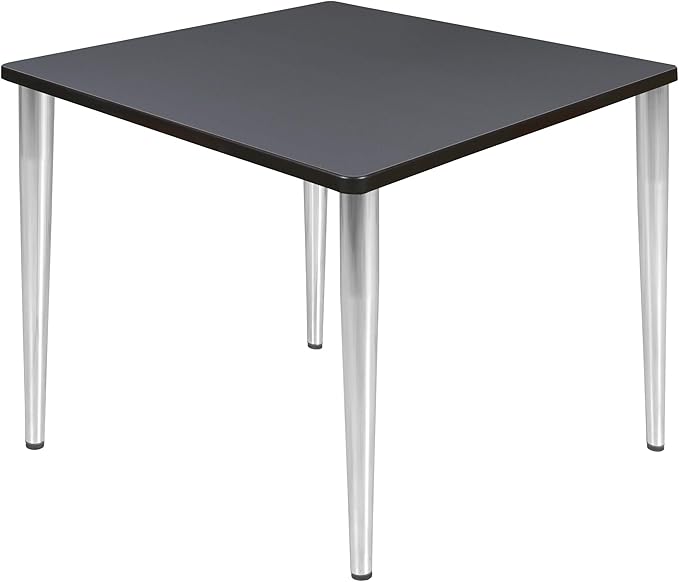 Regency Kahlo 42 in. Square Breakroom Table- Grey Top, Chrome Tapered Legs
