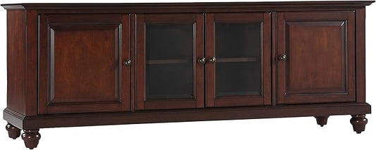 Crosley Furniture Cambridge Low Profile TV Stand for 65+ inch TVs, Entertainment Center with Storage Shelves, Vintage Mahogany