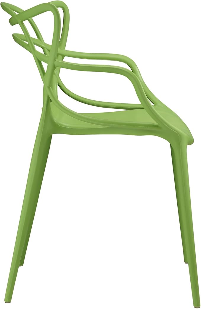 Modway Entangled Modern Molded Plastic Kitchen and Dining Room Arm Chair in Green - Fully Assembled