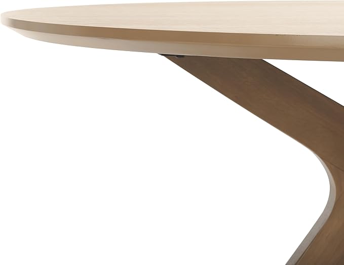 SAFAVIEH Couture Collection – Carolee Natural Brown 46-Inch Round Dining Table, Farmhouse Dining Table for Kitchen or Dining Room, Seats Up to 4 (SFV2134D)