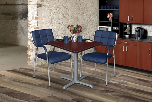 Regency Cain 30" Square X-Base Breakroom Table – Scratch Resistant Laminate Café Table for Lunchroom, Coffee Shops and Commercial Office Spaces (Mahogany, Grey Legs)