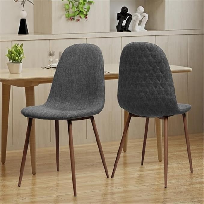 Great Deal Furniture Noble House Caden Mid Century Fabric Dining Chair in Light Gray (Set of 2)