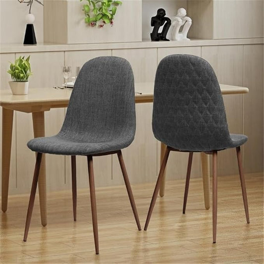 Great Deal Furniture Noble House Caden Mid Century Fabric Dining Chair in Light Gray (Set of 2)