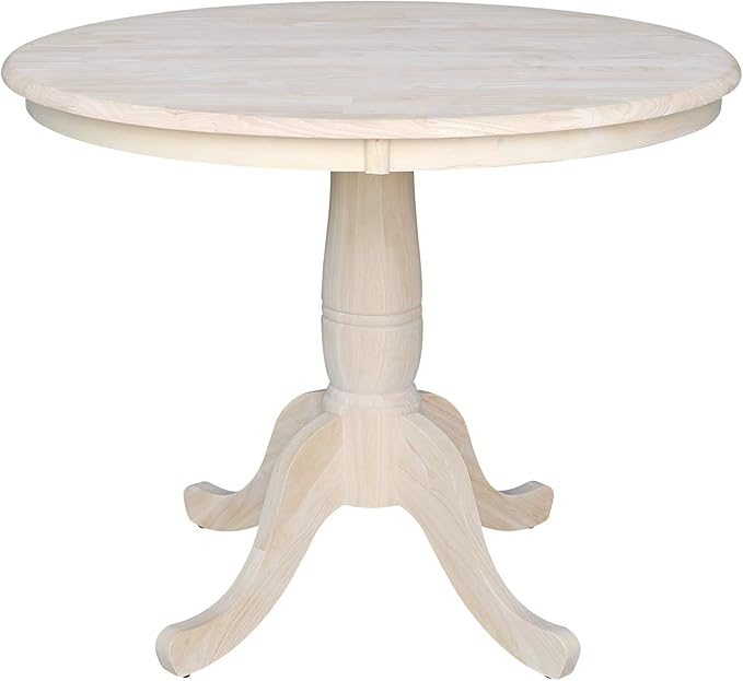 36" Round Top Pedestal Dining Table, 29.1" High, Unfinished