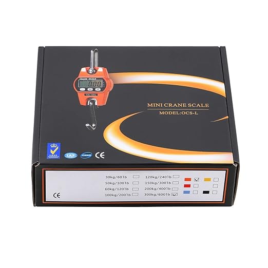 Klau Digital Hanging Scale High Precision Sensor 300 kg / 600 lb OCS-L Heavy Duty Industrial Crane Scales Smart Hoist Orange for Home Indoor Farm Factory Hunting Outdoor