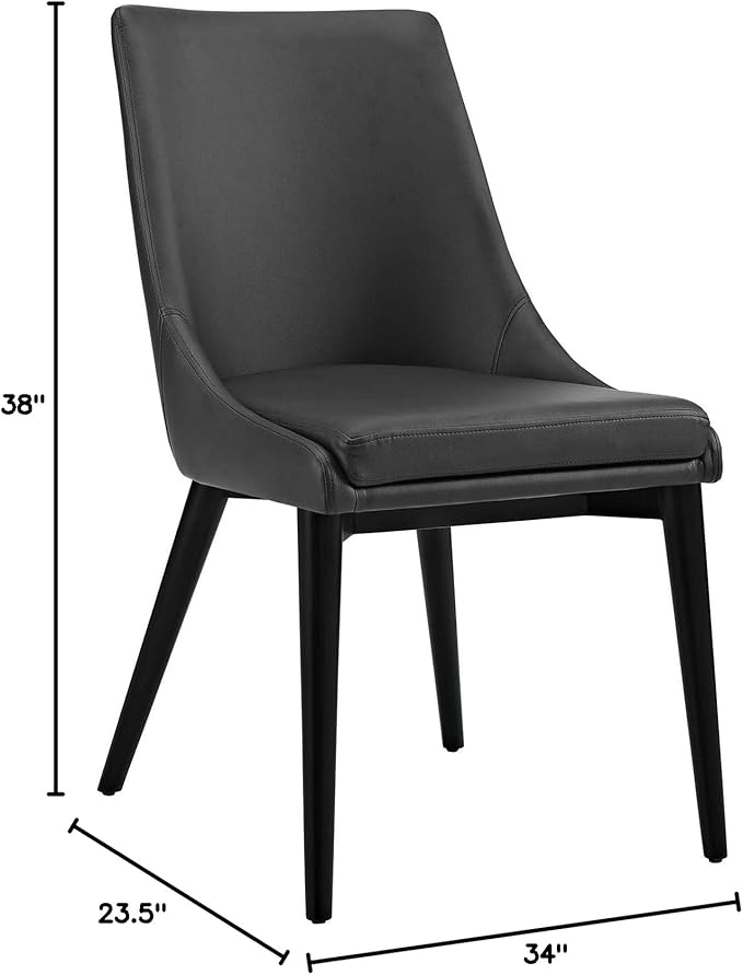 Modway Viscount Mid-Century Modern Faux Leather Upholstered Two Dining Chairs in Black