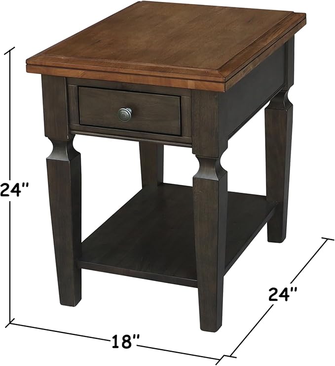 IC INTERNATIONAL CONCEPTS Vista Solid Wood End Table in Hickory/Washed Coal