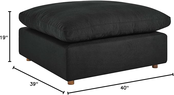 Modway Modular Sofa Commix Down-Filled Overstuffed Upholstered Sectional Sofa Ottoman in Black
