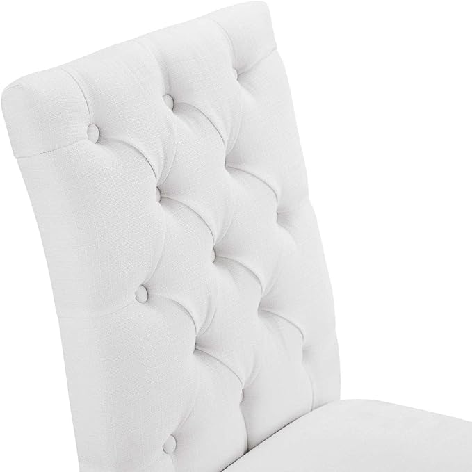 Duchess Button Tufted Fabric Dining Chair in White