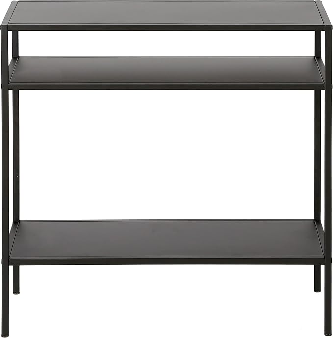 Henn&Hart 24" Wide Rectangular Side Table in Blackened Bronze, Table for Living Room, Bedroom