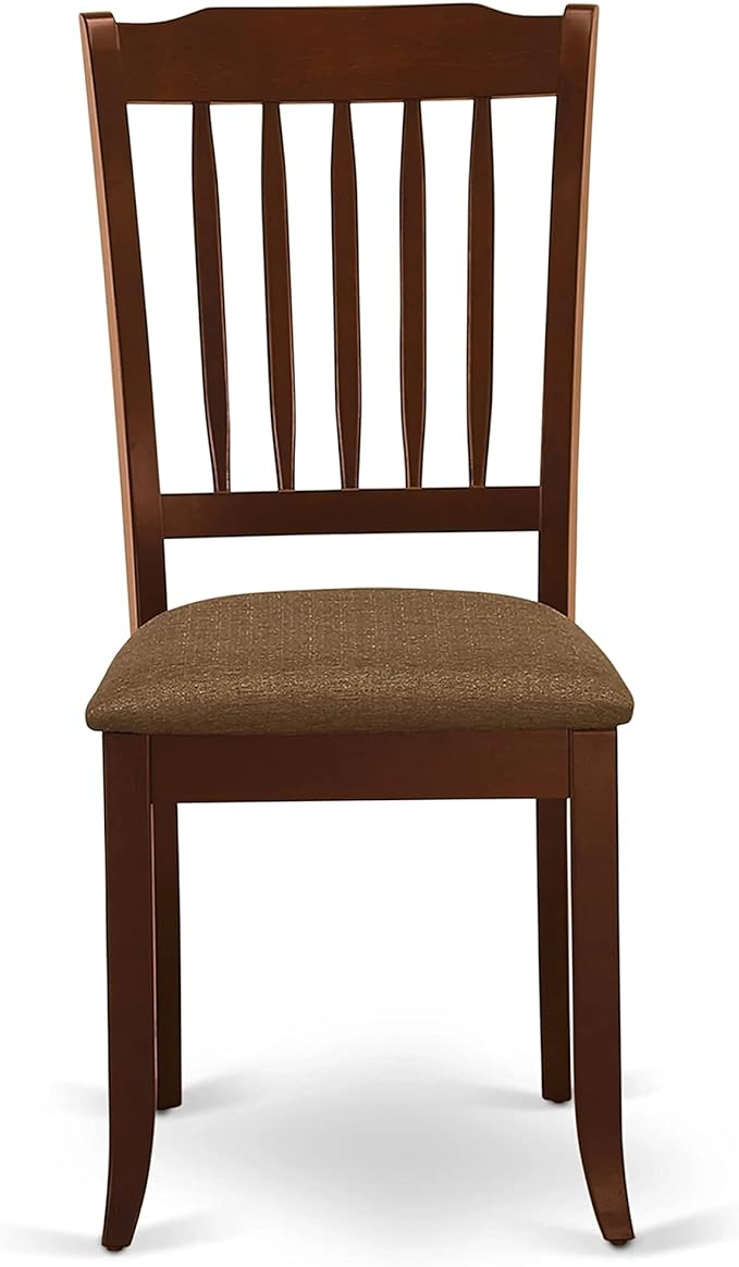 East West Furniture DAC-MAH-C Danbury Dining Room Chairs - Linen Fabric Upholstered Solid Wood Chairs, Set of 2, Mahogany