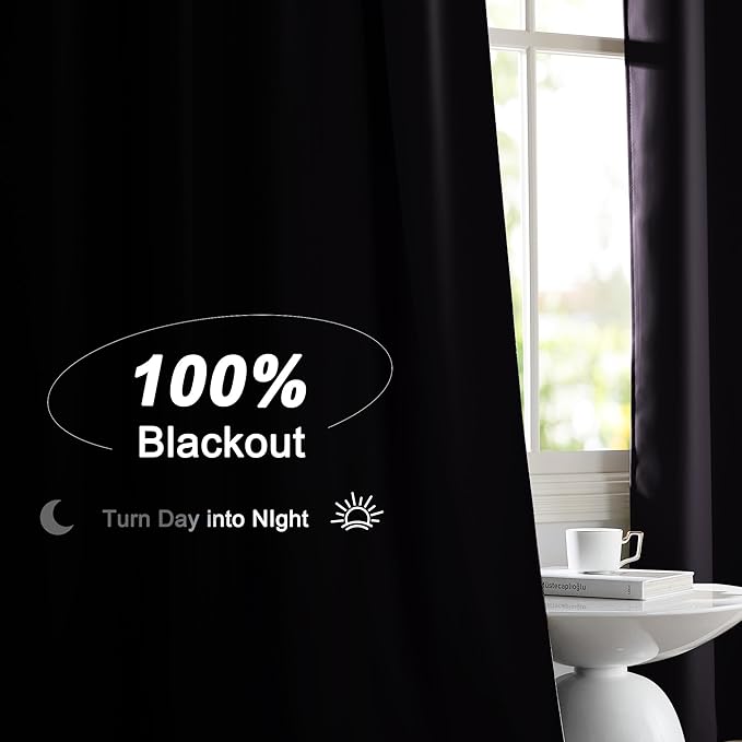 NICETOWN Purple Brown Blackout Curtain Panels, 52 x 84 Inches Rod Pocket Window Curtains with Black Liner for Nursery, Cold and Full Light Blocking Draperies, Style for Bedroom Living Room, 2 Pieces